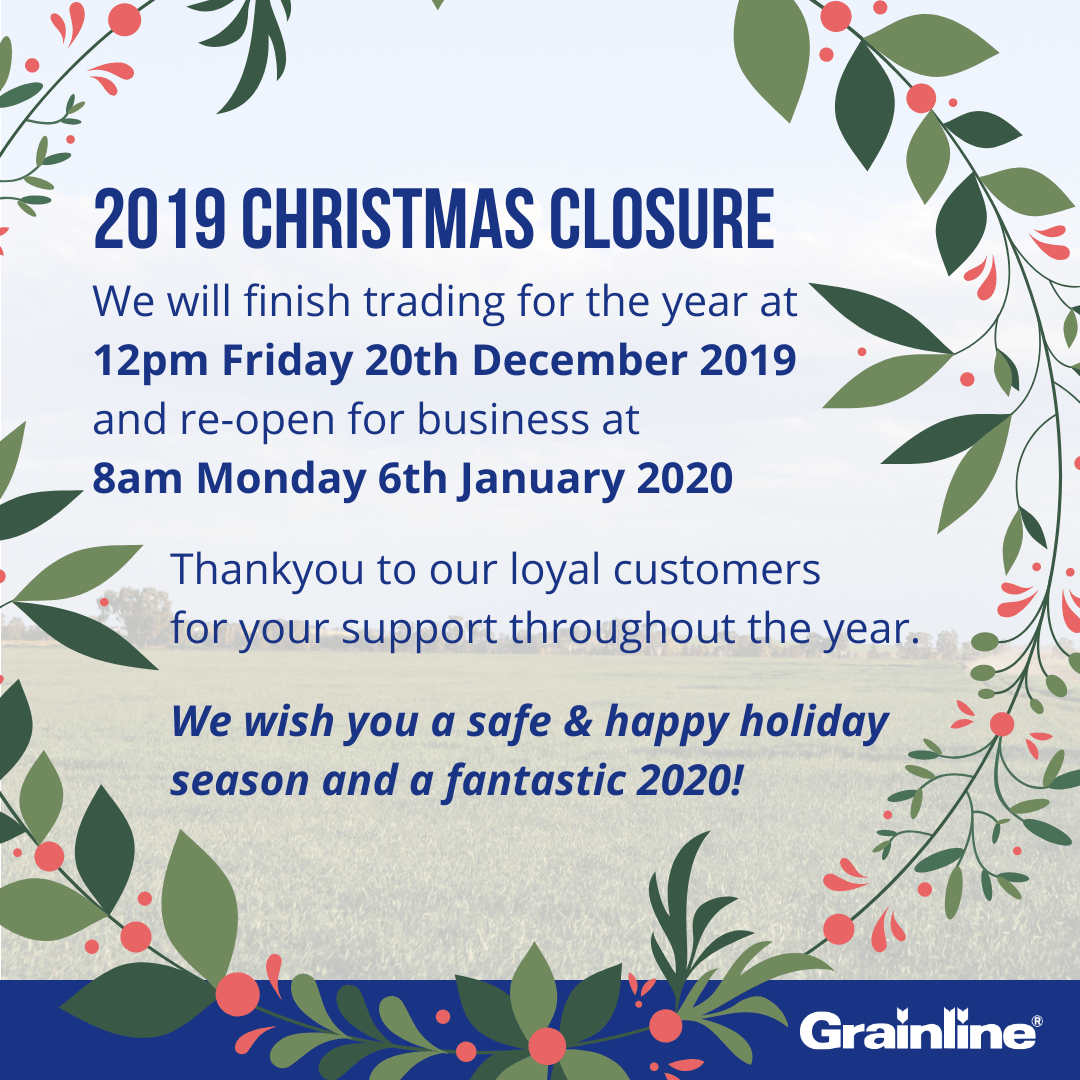 2019 Christmas Closure Dates Grainline